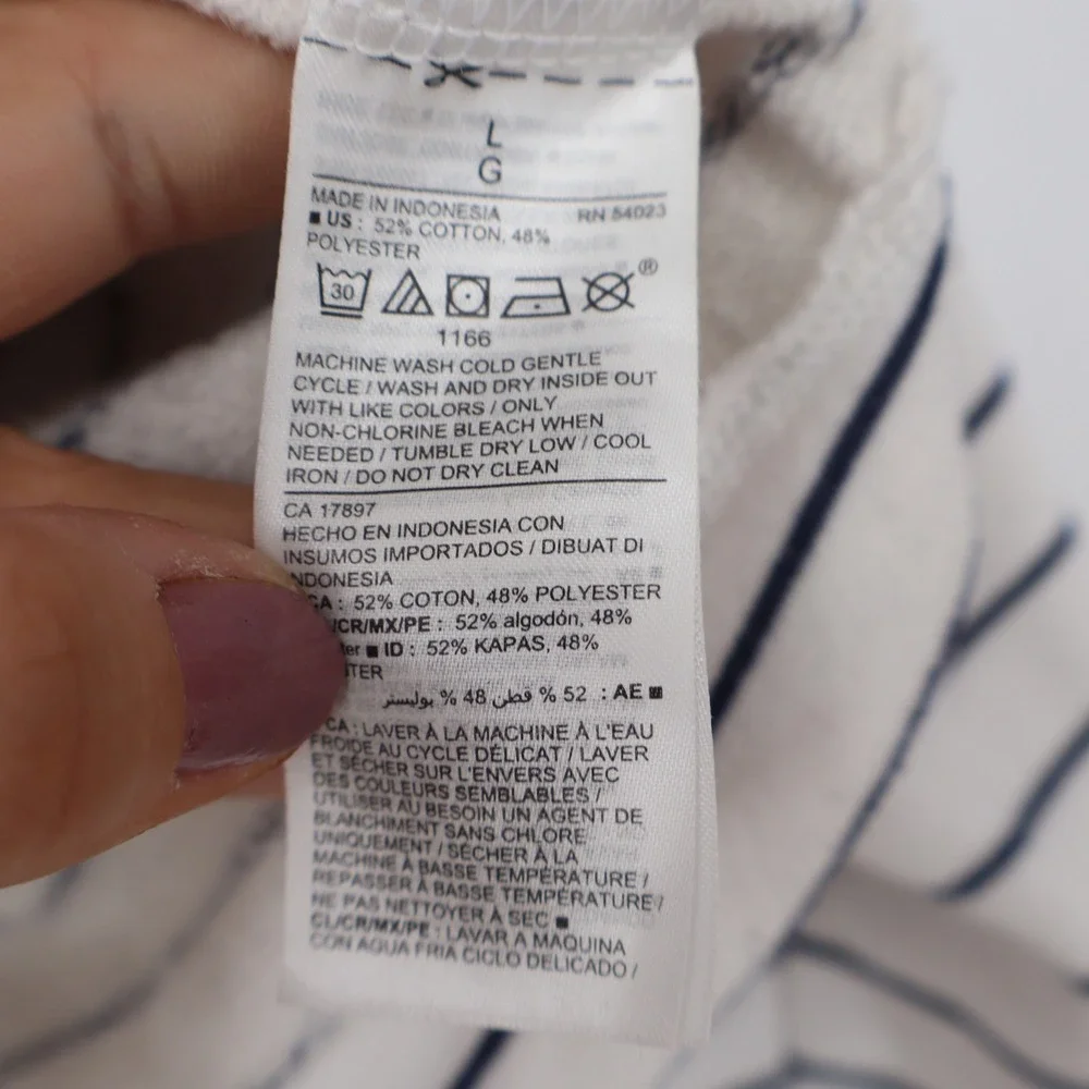 Old Navy Womens XL Striped Quarter Zip Pullover Sweatshirt White Navy Blue - Picture 3 of 5
